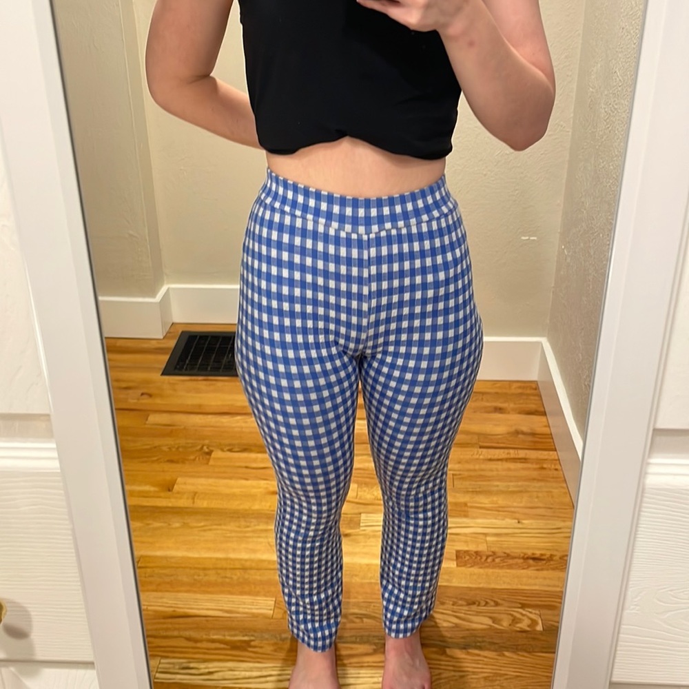 Blue and white Plaid Pants
